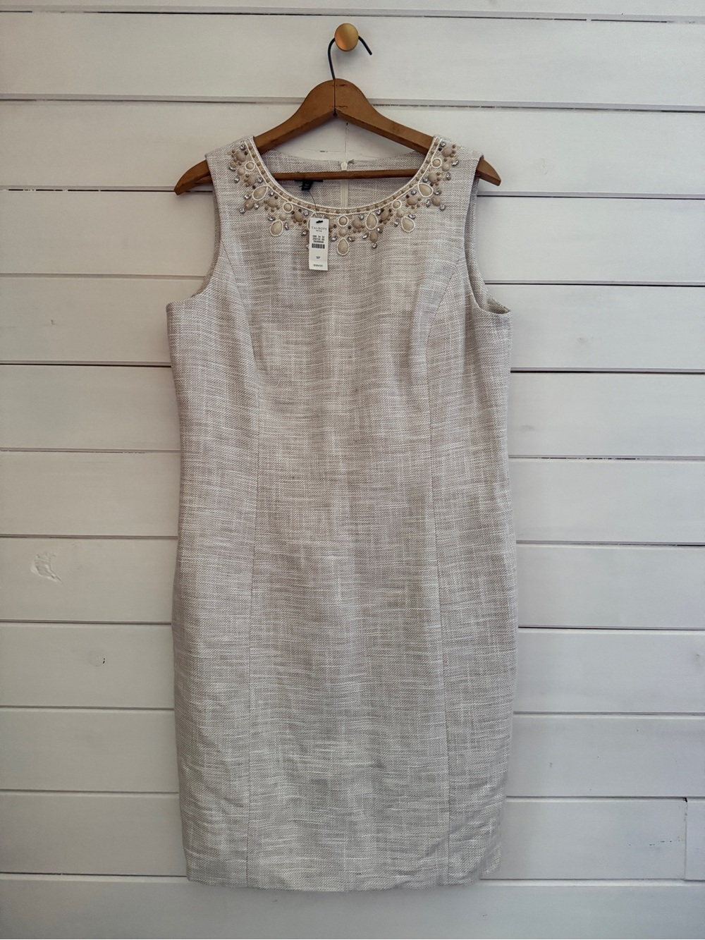 NWT TALBOTS DRESS 16P Petite Embellished Linen Cotton Sheath Cocktail $199